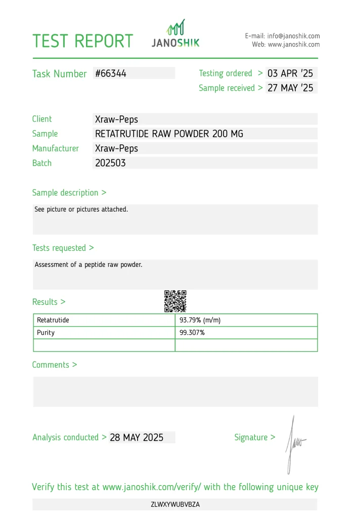 Retatrutide COA Lab Test Certificate