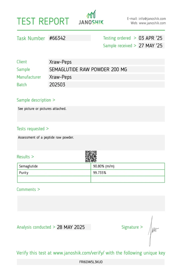 Semaglutide COA Lab Test Certificate
